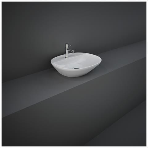 Lavabo Appoggio Foro Rubinetto Ovale Rak Ceramics Bianco - Foto 6