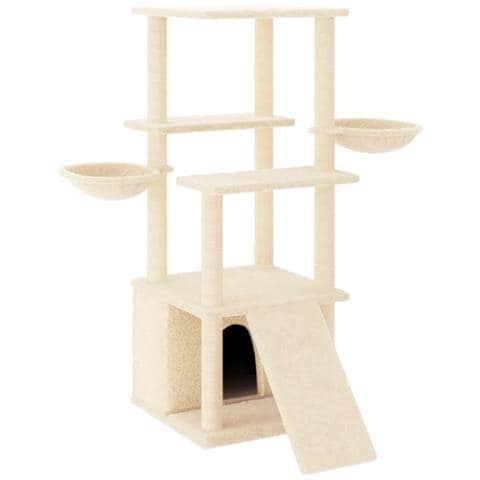 Albero Per Gatti Con Tiragraffi In Sisal Crema 133 Cm - Foto 1