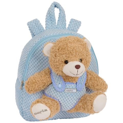 Zaino Per Bambini Orsetto Di Peluche Azzurro 23 X 27 X 7,5 Cm - Foto 1