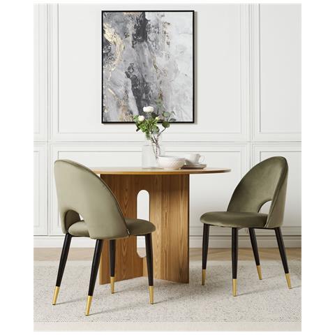 Set Di 2 Sedie Da Pranzo Velluto Verde Oliva Magalia - Foto 1