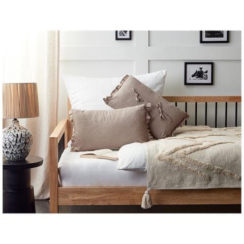 Set Di 2 Cuscini Sassafras Lino 30 X 45 Cm Marrone Chiaro Tinta Unita - Foto 1