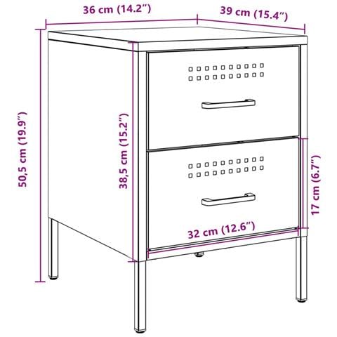 Comodino Giallo Senape 36x39x50,5 Cm In Acciaio - Foto 2
