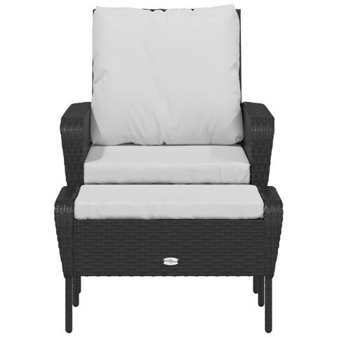 Poltrona Da Giardino Con Poggiapiedi In Polyrattan Nero - Foto 2
