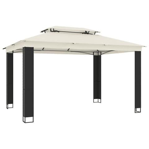 Gazebo Con Tetto Doppio Crema 3,94x2,96 M In Acciaio - Foto 2