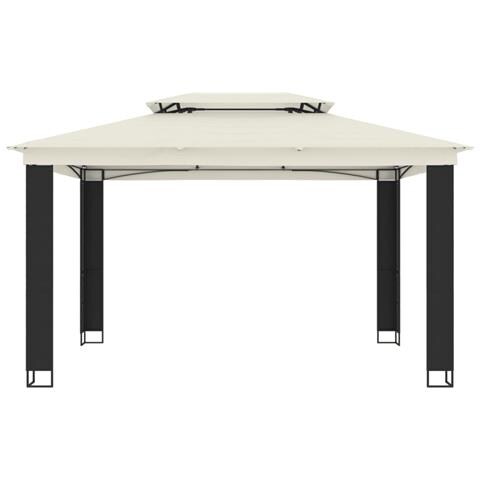 Gazebo Con Tetto Doppio Crema 3,94x2,96 M In Acciaio - Foto 3