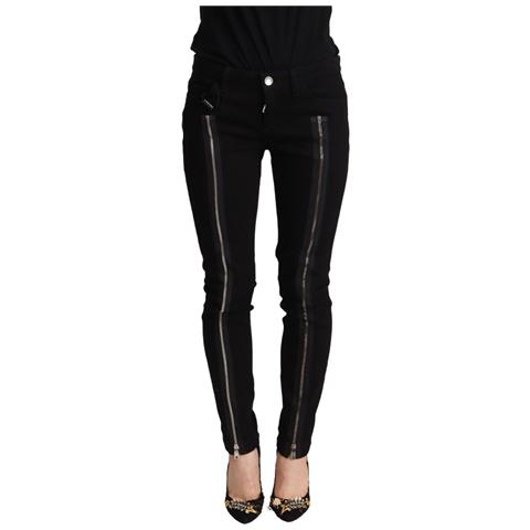 Jeans Slim Fit In Denim A Vita Bassa In Cotone Nero - It38-xs - Foto 1