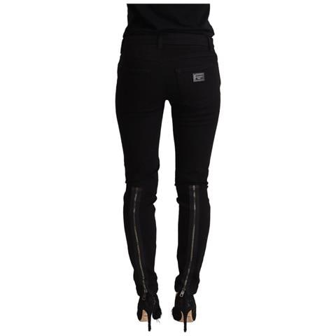 Jeans Slim Fit In Denim A Vita Bassa In Cotone Nero - It38-xs - Foto 3