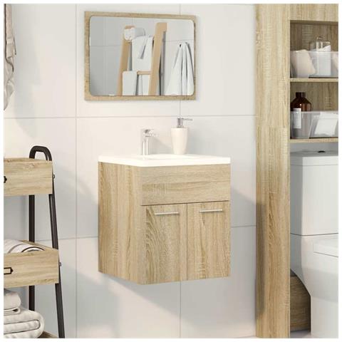 Mobile Lavabo Bagno Rovere Sonoma 41x38,5x46 Cm In Truciolato - Foto 3