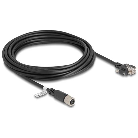 Cavo M12 codificato X da 8 pin femmina per RJ45 maschio con viti Cat. 6A S /FTP da 5 m nero - Foto 1