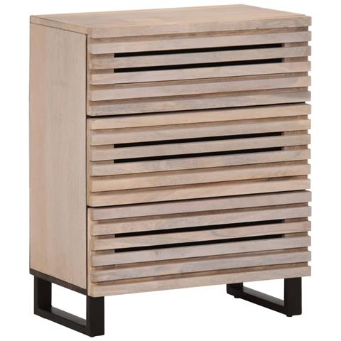 Credenza Bianca 60x34x75 Cm In Legno Massello Di Mango - Foto 1