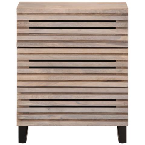 Credenza Bianca 60x34x75 Cm In Legno Massello Di Mango - Foto 2
