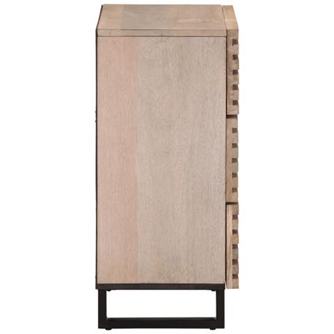 Credenza Bianca 60x34x75 Cm In Legno Massello Di Mango - Foto 3