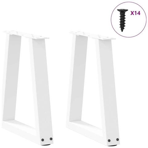 Gambe Per Tavolo Pranzo A V 2 Pz Bianco 38x(42-43,3)cm Acciaio - Foto 3