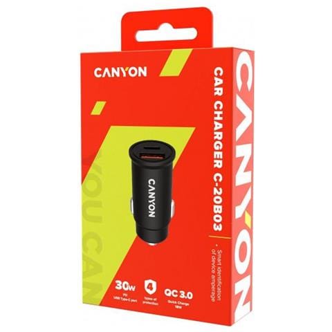 Canyon ?-20b03 Fotocamera, Gps, Mp3, Mp4, Telefono Cellulare, Pda, Console Portatile, Smartphone, Tablet Nero Accendisigari Ricarica Rapida Auto - Foto 2