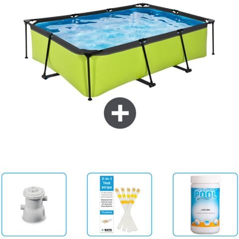 Piscina Fuori Terra - Rettangolo - 220x150x65 Cm - Groen - Include Accessori Coordinati Cb73 - Foto 1
