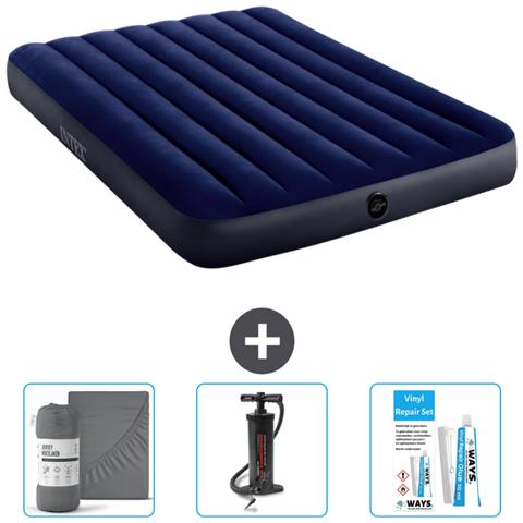 Set Materassino Gonfiabile - 191x137x25 Cm - Blu - Include Accessori Coordinati Cb11 - Foto 1