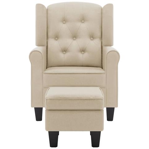 Poltrona Con Poggiapiedi Crema In Tessuto - Foto 2