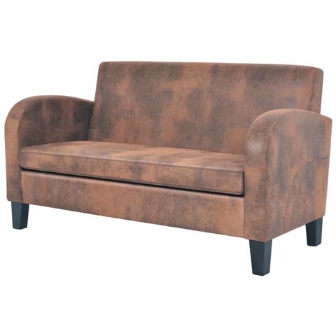 Lusso Casadino - Divano A 2 Posti In Camoscio Artificiale Marrone - Foto 2