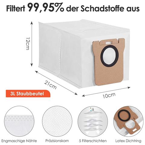Kit Di Accessori Di Ricambio Per Robot Aspirapolvere Xiaomi X20+/dreame X40 Ultra, 8 Sacchetti Antipolvere, 4 Panni Per Mocio Bagnato - Foto 2