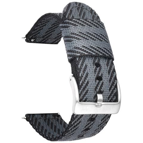 Elegante Cinturino Per Orologio In Nylon Da 24/22/20/18 Mm Con Fibbia Nera Silver 22 Mm - Foto 1