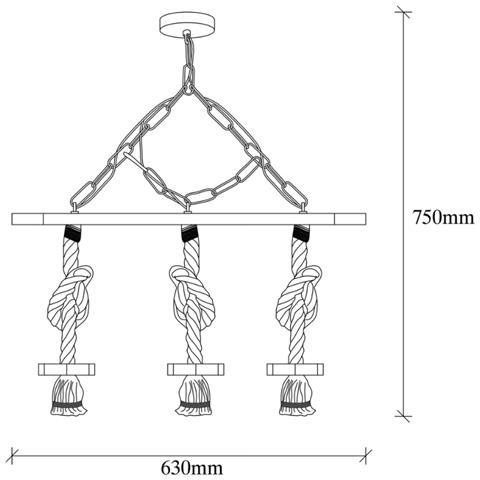 Zya Suspensión Fila Rústica 3 Lámparas Cordones Y Madera - Foto 2