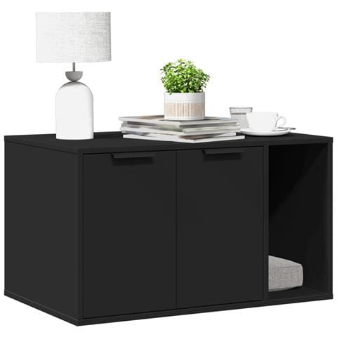 Recinto per Lettiera per Gatti Nero 80x50x45 cm in Truciolato - Foto 2