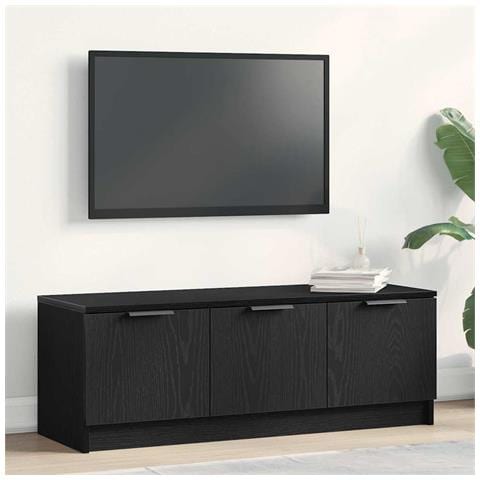 Mobile TV  Nero Rovere 102x35x36,5 cm Legno ingegnerizzato - Foto 2