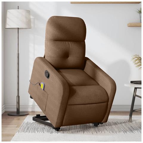 Poltrona Alzapersona Massaggiante Reclinabile Marrone Tessuto - Foto 2