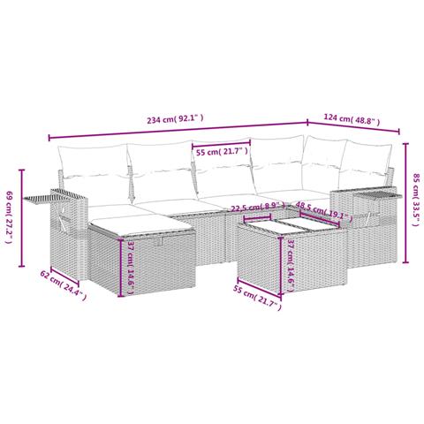 Set Divani da Giardino con Cuscini 7pz Nero Polyrattan - Foto 4