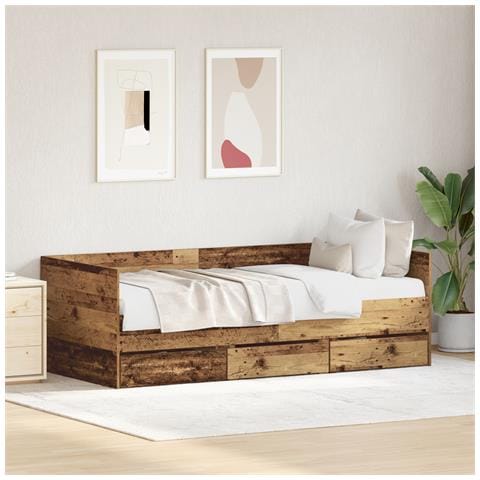 Letto a Giorno Rustico Legno Antico Legno ingegnerizzato - Foto 2