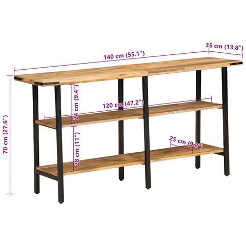 Tavolo Consolle 140x35x70 cm in Legno Massello di Mango - Foto 9