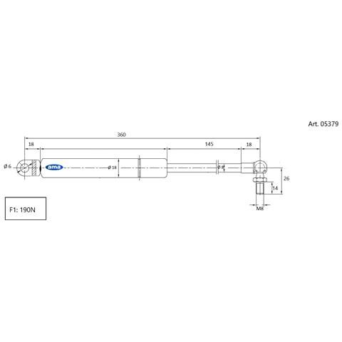 Molla A Gas Estensione Max 350mm 190 N - Foto 2