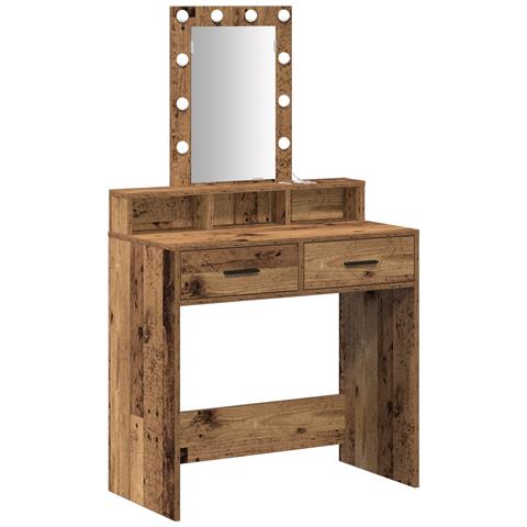 Toeletta con luci LED - Stile legno vintage, 79x41x140 cm - Foto 1