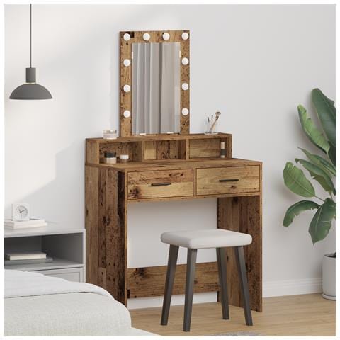 Toeletta con luci LED - Stile legno vintage, 79x41x140 cm - Foto 2