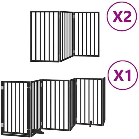 Cancello Cani Porta Pieghevole Nero 12 Pannelli 600 cm Pioppo - Foto 1