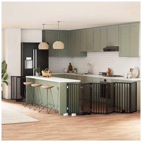 Cancello Cani Porta Pieghevole Nero 12 Pannelli 600 cm Pioppo - Foto 2