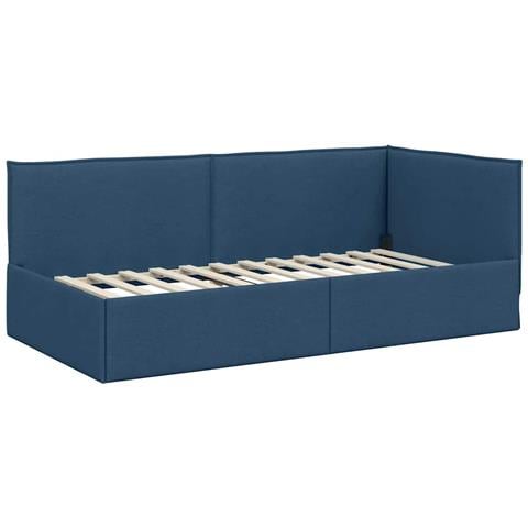 Cornice del letto ad angolo Blu 90 x 200 cm Tessuto - Foto 1