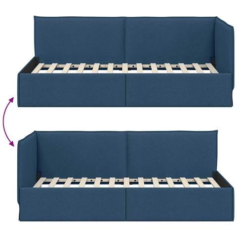 Cornice del letto ad angolo Blu 90 x 200 cm Tessuto - Foto 9