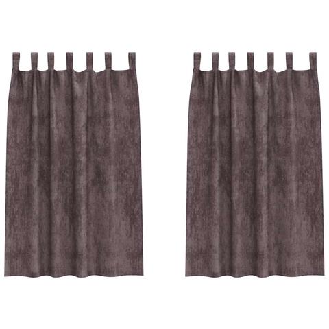Tenda con tende 2 pcs Marrone 175 x 140 cm Velluto - Foto 1