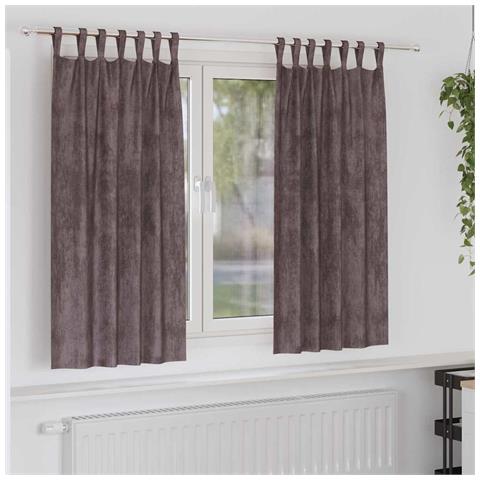 Tenda con tende 2 pcs Marrone 175 x 140 cm Velluto - Foto 2