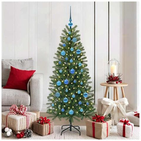 Albero di Natale artificiale con 150 LED Verde 150 cm PE e PVC - Foto 2