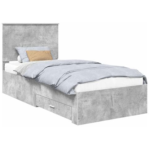 Struttura del letto con testiera Grigio cemento 90 x 200 cm - Foto 1