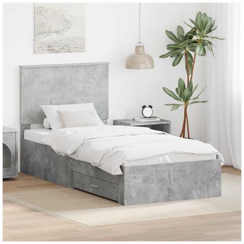 Struttura del letto con testiera Grigio cemento 90 x 200 cm - Foto 2