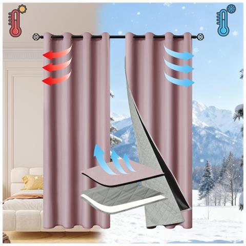 Tenda Oscurante Termica Isolante Antivento Invernale 2-in-1 Aggiornata (132x213cm, Anelli, Pannello Singolo) - Foto 2