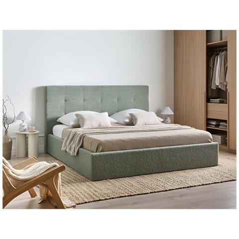 Letto Contenitore Bouclé Lorient 180 X 200 Cm Verde - Foto 1