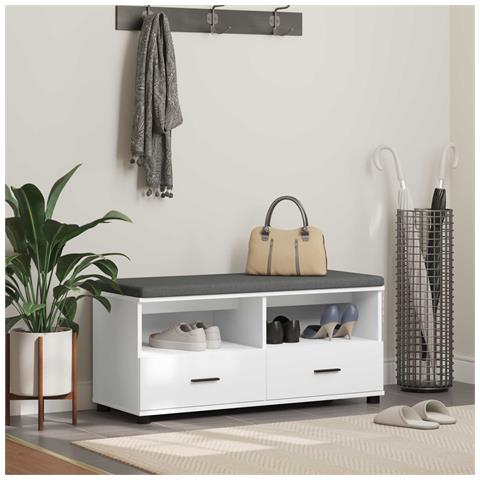 Panca per ingresso con cuscino Bianco 100 x 38 x 46 cm - Foto 2