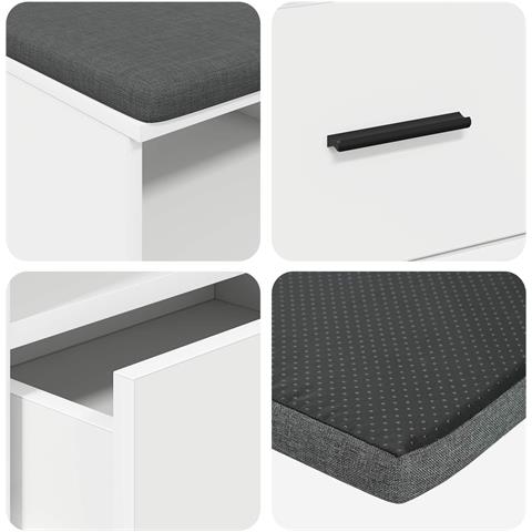 Panca per ingresso con cuscino Bianco 100 x 38 x 46 cm - Foto 9