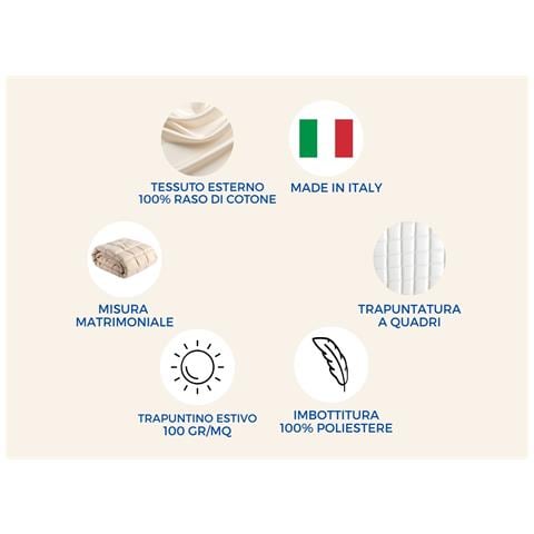 Quilt Trapuntino Piumino Estivo 100gr Mq Raso Cotone Tinta Unita Matrimoniale Matrimoniale Silver - Foto 2