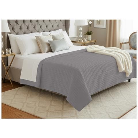 Quilt Trapuntino Piumino Estivo 100gr Mq Raso Cotone Tinta Unita Matrimoniale Matrimoniale Silver - Foto 1
