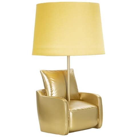 Lampada Da Comodino Midcentury In Resina Dorata Con Paralume In Tessuto - Foto 2